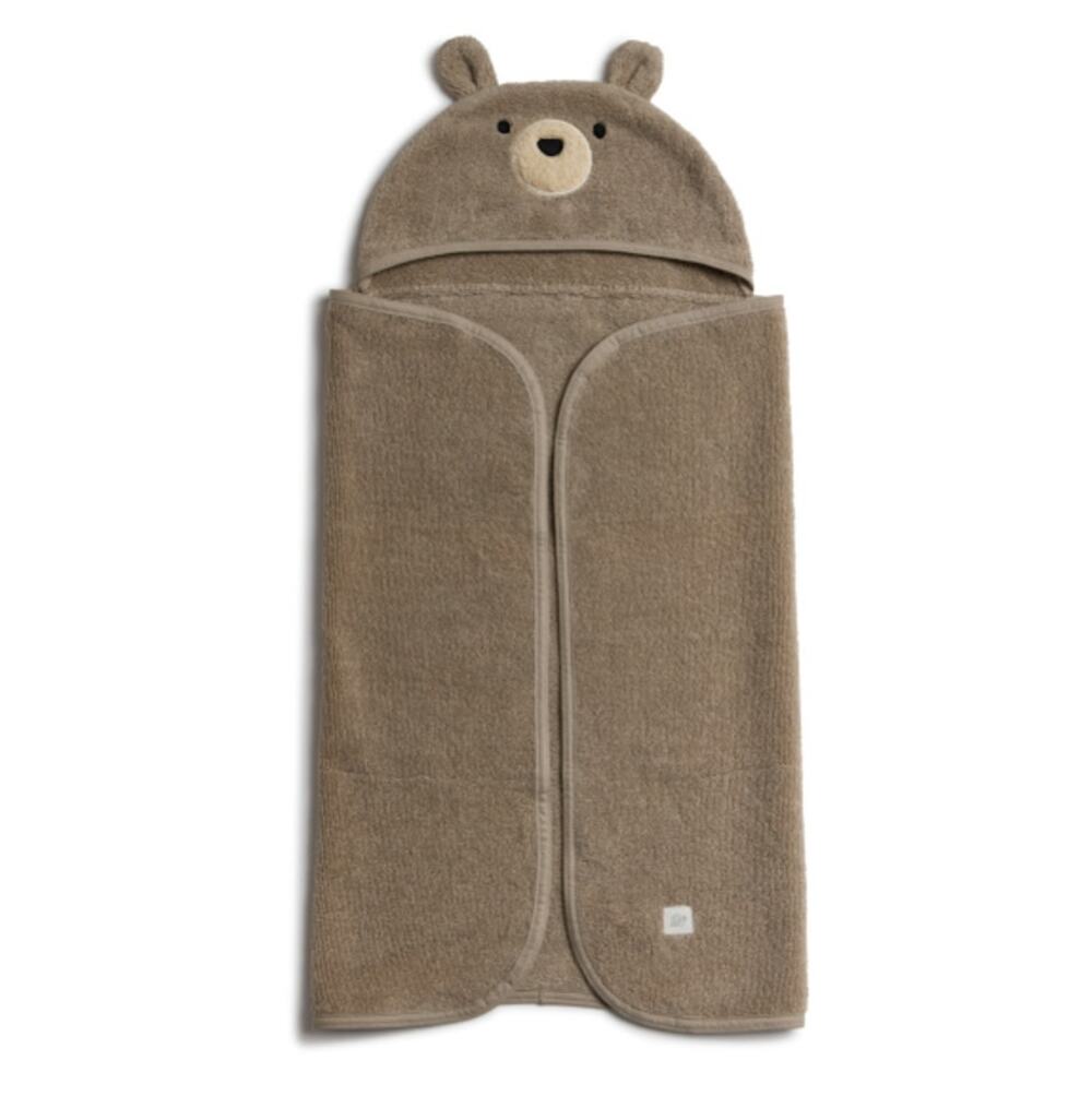 Tiny Kind Cozy Critter Organic Towel Taupe Bear Size 0-12 M